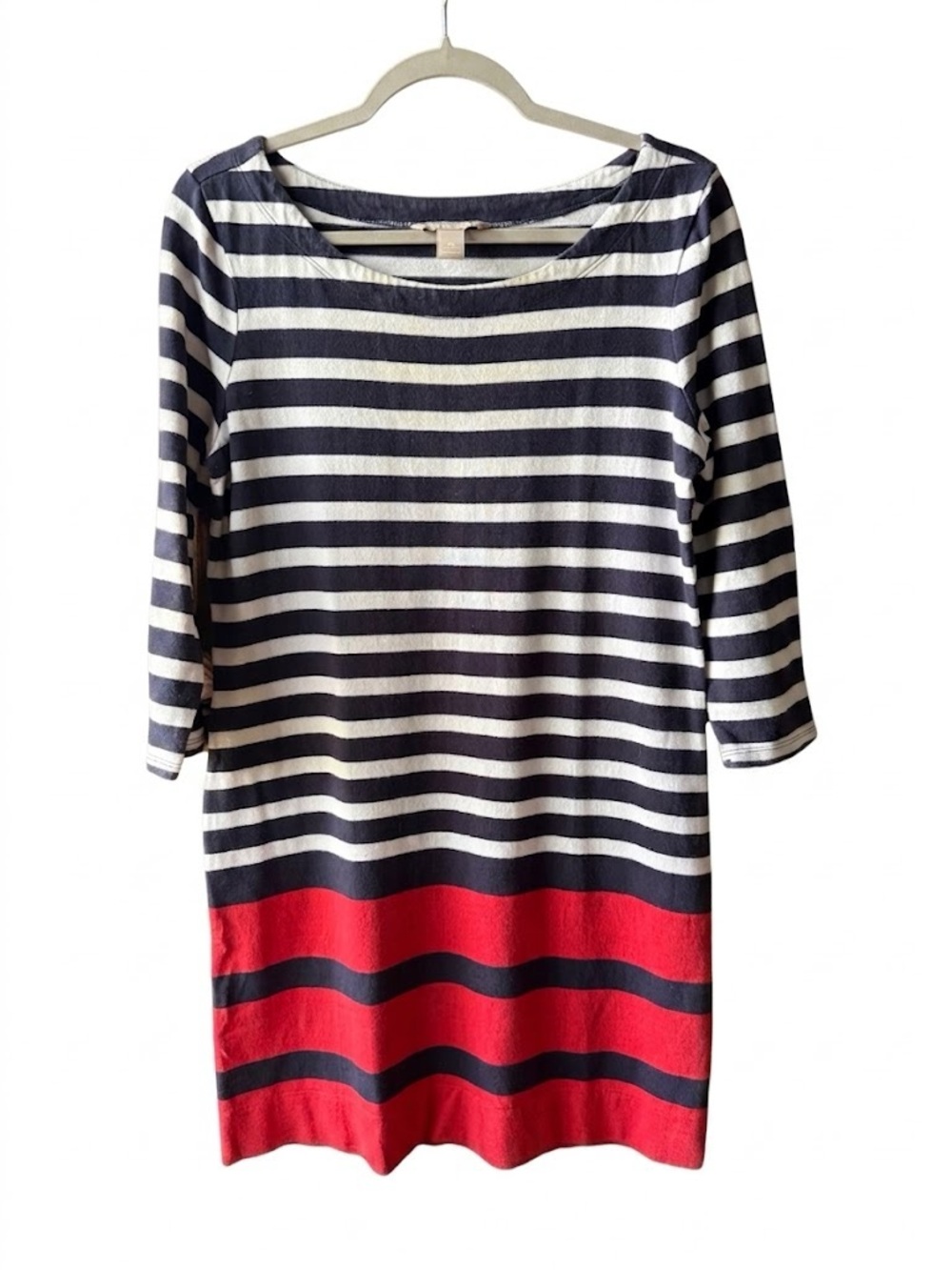 Banana Republic Striped Boatneck Dress in Navy, White & Red Size Medium